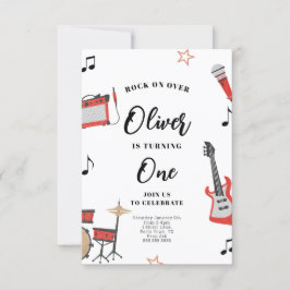 Rock Music Birthday Einladung Gitarre und Trommeln