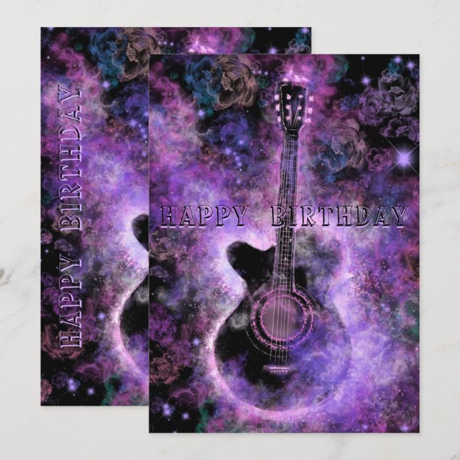Rock Music Guitar Geburtstagskarte (Vorne/Hinten)