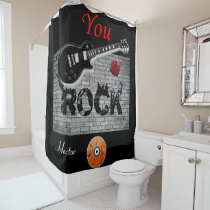 Rock Music guitare noir rideau de douche