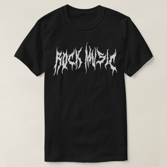 rOcK mUsIc Metal-Schriftart T-Shirt (Design vorne)