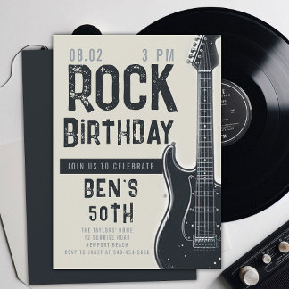 Rock Music Musician Gitarre Erwachsene Black Birth Einladung