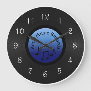 Rock Music Record Round Wall Horloge