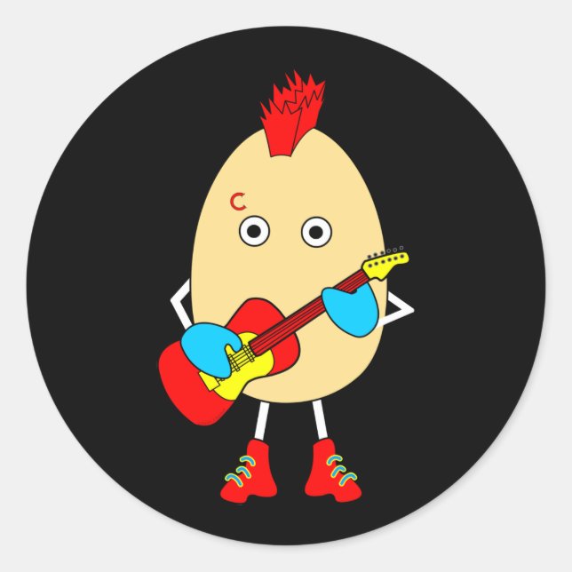 Rock Musician Egghead Runder Aufkleber (Vorderseite)