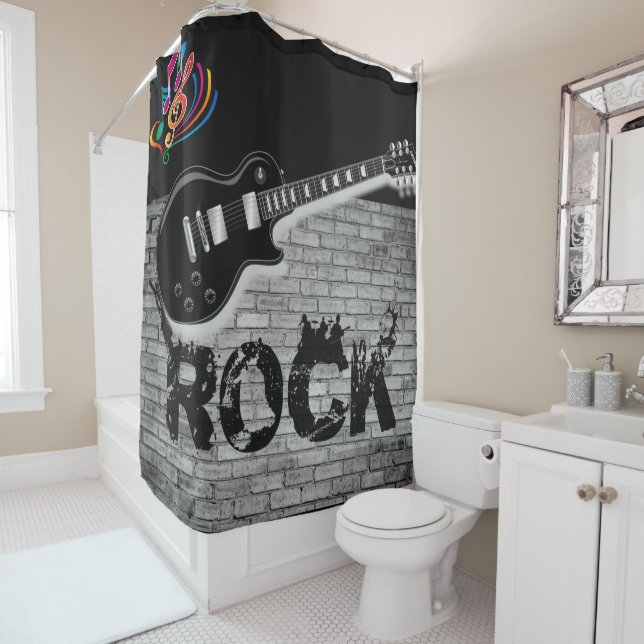 Rock Musique guitare noire rideau (En situation)