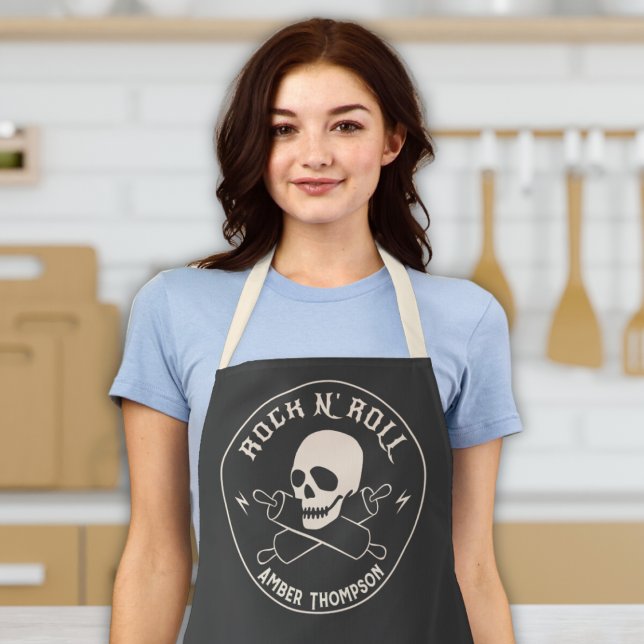 "Rock n' Roll" Der Koch vom Funny Baking Schürze (Rock n roll funny women or mens apron customizable name baker cook chef gift bbq housewarming)