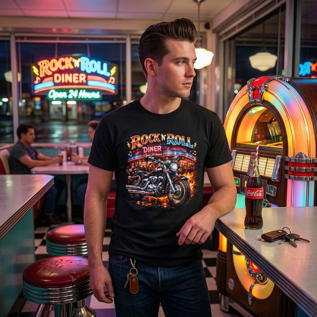 Rock 'N' Roll Diner Retro Biker Tri-Blend Shirt (Von Creator hochgeladen)