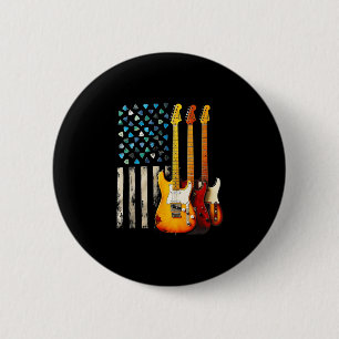 Rock N Roll E-Gitarre Retro USA Amerikanische Flag Button