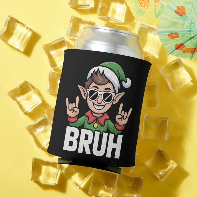 Rock n Roll Elf Bruh Funny Saying Meme Christmas  Dosenkühler (In Situ Sommer)