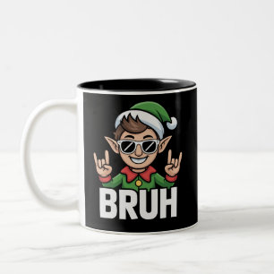 Rock n Roll Elf Bruh Lustige Redewendung Meme Weih Zweifarbige Tasse