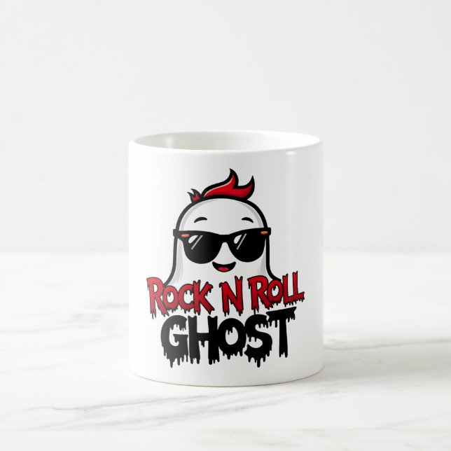 Rock N Roll Ghost Mug, Fun Halloween Graphic T Kaffeetasse (Mittel)