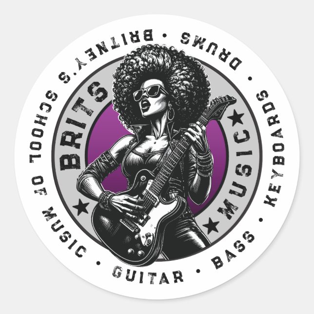 Rock ’n’ Roll Graphic - Music School Design Runder Aufkleber (Vorderseite)