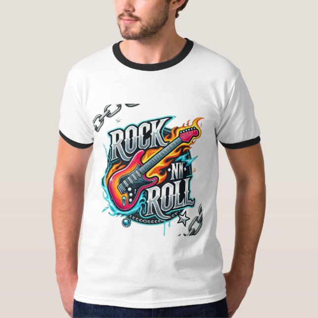 Rock N Roll Grunge Typografie T-Shirt (Vorderseite)