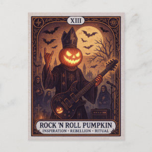 Rock 'N Roll Kürbis Halloween Tarot Postkarte