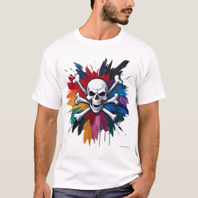 Rock 'n' Roll Mural Skull T-Shirt (Vorderseite)