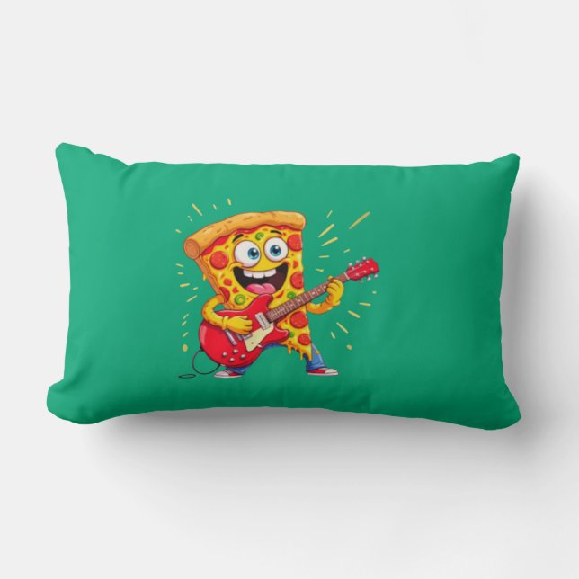 **Rock ’n’ Roll Pizza – Funny Guitar-Playing Slice Lendenkissen (Vorderseite)