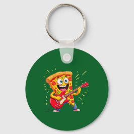 **Rock ’n’ Roll Pizza – Funny Guitar-Playing Slice Schlüsselanhänger
