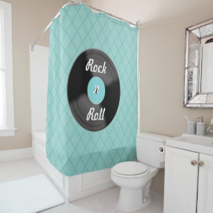 Rock n Roll Platten Duschvorhang