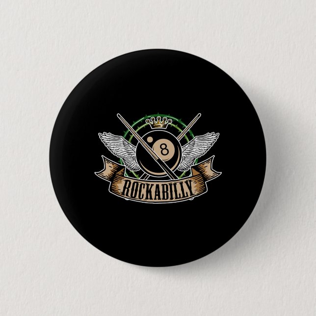 Rock n Roll Pool Billard 8 Ball Rockabilly Button (Vorderseite)