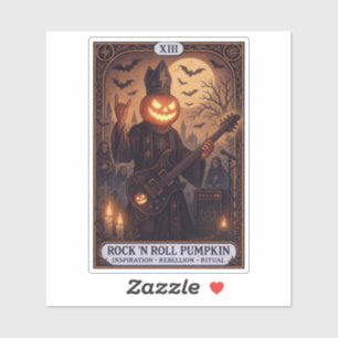 Rock ’N Roll Pumpkin Die-Cut Sticker - Tarot Card