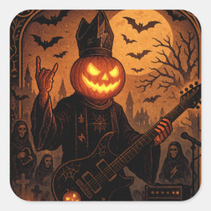 Rock ’N Roll Pumpkin Sticker - Gothic Tarot Card