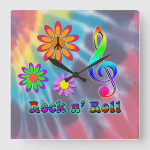Rock n' Roll Quadratische Wanduhr