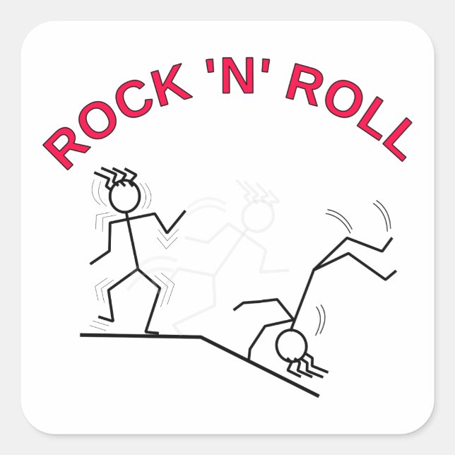 Rock 'N' Roll Quadratischer Aufkleber (Vorderseite)