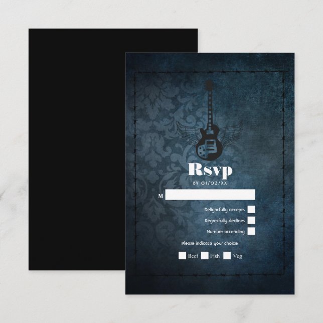 Rock n' Roll Retro Vintage Wedding RSVP Karte (Vorne/Hinten)