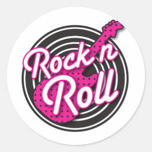 Rock N Roll Rockabilly-Schallplattendesign Runder Aufkleber