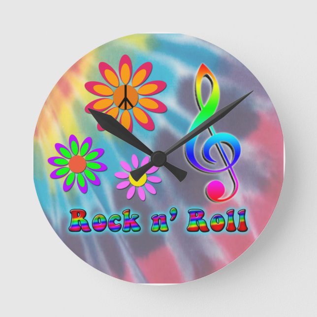Rock n' Roll Runde Wanduhr (Vorderseite)