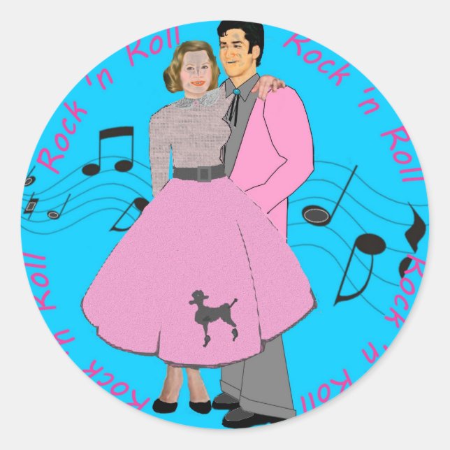 Rock ' n Roll Runder Aufkleber (Vorderseite)