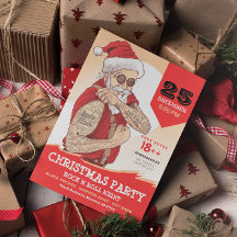 Rock N Roll Santa Claus Fête de Noël Invitation
