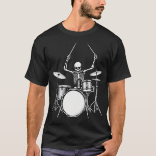 Rock N Roll Schlagzeuger Skelett spielt Schlagzeug T-Shirt
