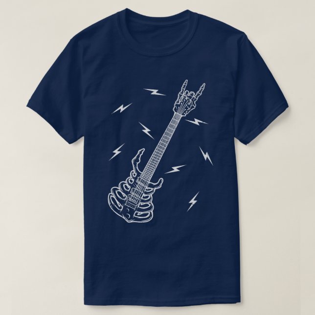Rock n Roll Skeleton Guitar Music Lover Halloween1 T-Shirt (Design vorne)