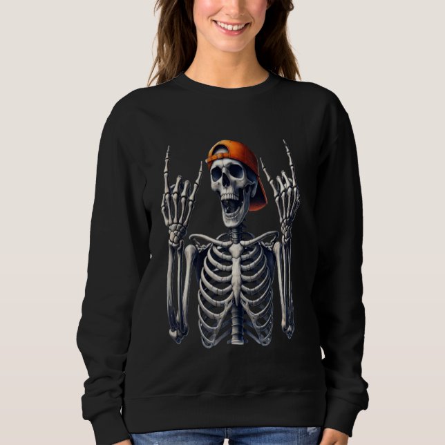 Rock 'n' Roll Skelett Sweatshirt (Vorderseite)
