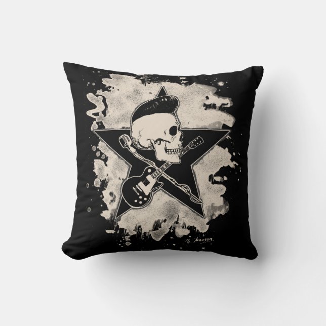 Rock-n-Roll Skull - bleached Kissen (Vorderseite)