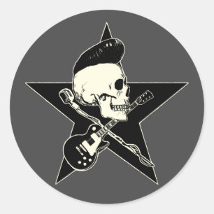 Rock-n-Roll Skull Runder Aufkleber