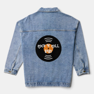 Rock n Roll Vinyl-Schallplatte benutzerdefinierte  Jeansjacke