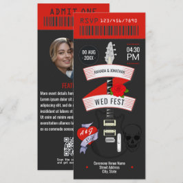 Rock n' Roll Wedding Ticket individuelle Einladung