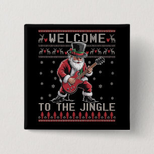 Rock n Roll Weihnachten Rocker Santa hässlicher We Button