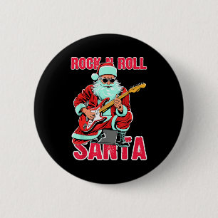 Rock N Roll Weihnachtsmann spielt Gitarre Weihnach Button