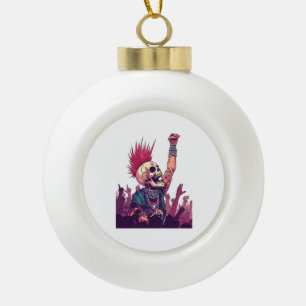 Rock N� Schädel � Lustiger Punk-Skelett-Konzert Keramik Kugel-Ornament