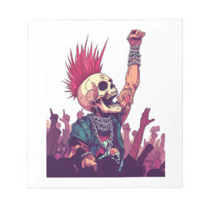 Rock N� Schädel � Lustiger Punk-Skelett-Konzert Notizblock