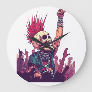 Rock N� Schädel � Lustiges Punk-Skelett Konzert Große Wanduhr