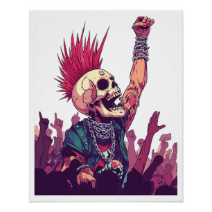 Rock N� Schädel � Lustiges Punk-Skelett Konzert Poster