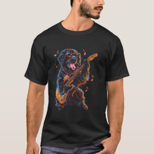 Rock Newfoundland Hund spielt lustige Gitarre Gita T-Shirt