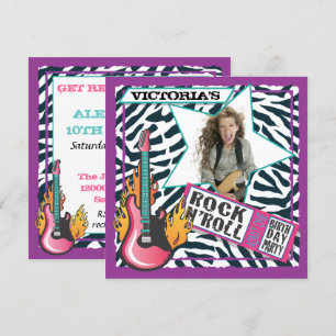 Rock N'Roll Rock Star Invitations de fête d'annive
