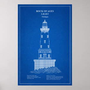 Rock of Ages Leuchtturm - Michigan – AD Poster