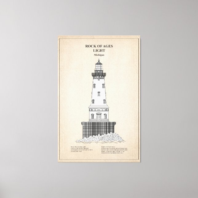 Rock of Ages Lighthouse - Michigan - SBD Leinwanddruck (Vorderseite)