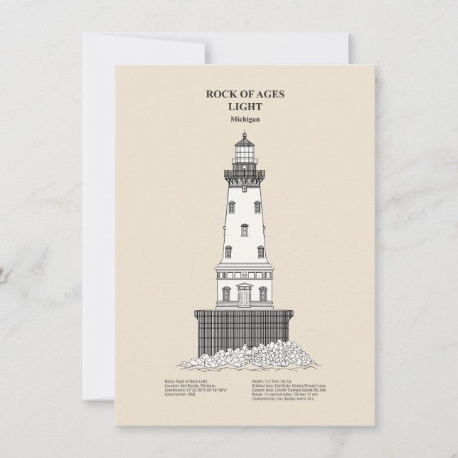 Rock of Ages Lighthouse - Michigan - SBD Mitteilungskarte (Vorderseite)
