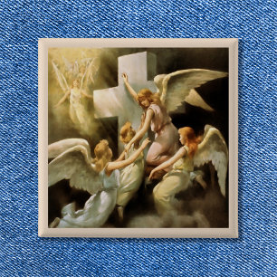 Rock of Ages Vintage-Engel-Gemälde Button